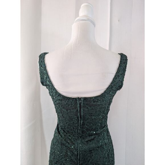 B. DARLIN! EMERALD GREEN STRETCH LACE MINI SEQUIN SQUIGGLES SHEATH DRESS! SZ 5/6 - Picture 6 of 10